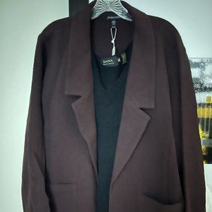 EILEEN FISHER Pucker Notch Collar Open-front Jacket In Cassis